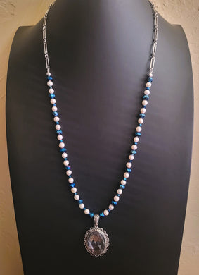 Denim And Pearls Necklace