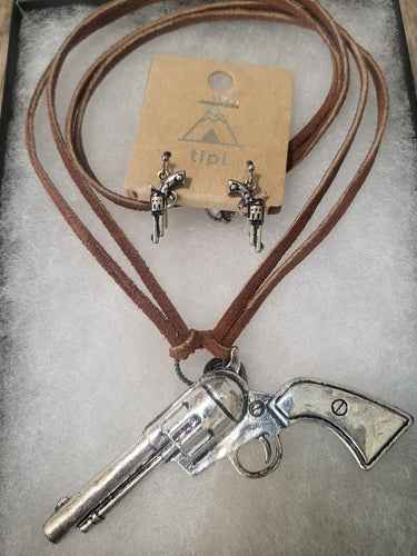 Pistol Packin Necklace and Earring Set