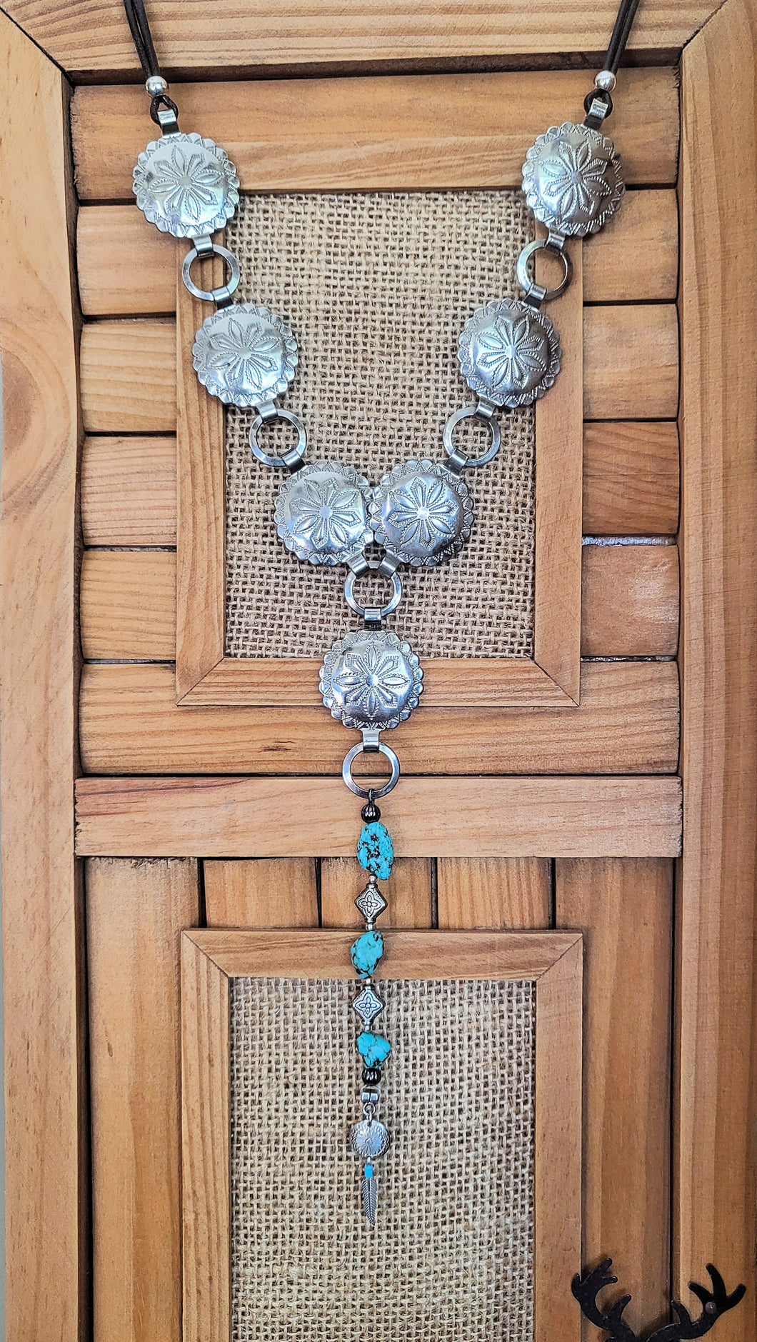 Turquoise Concho Drop Necklace