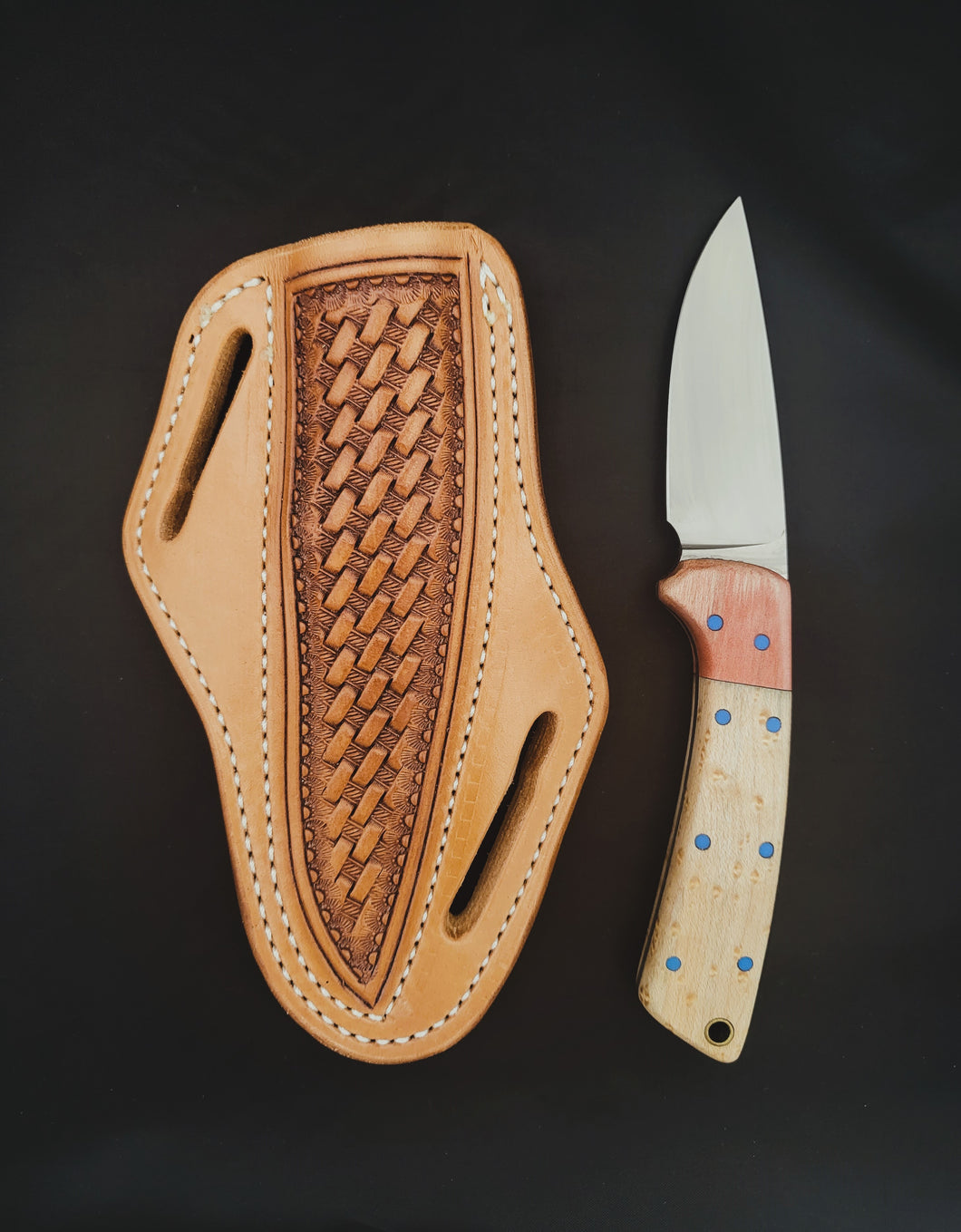 Birdseye Maple and Box Elder Belt Knife